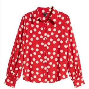 Halogen atlantic-pacific polka dot collar buttonup